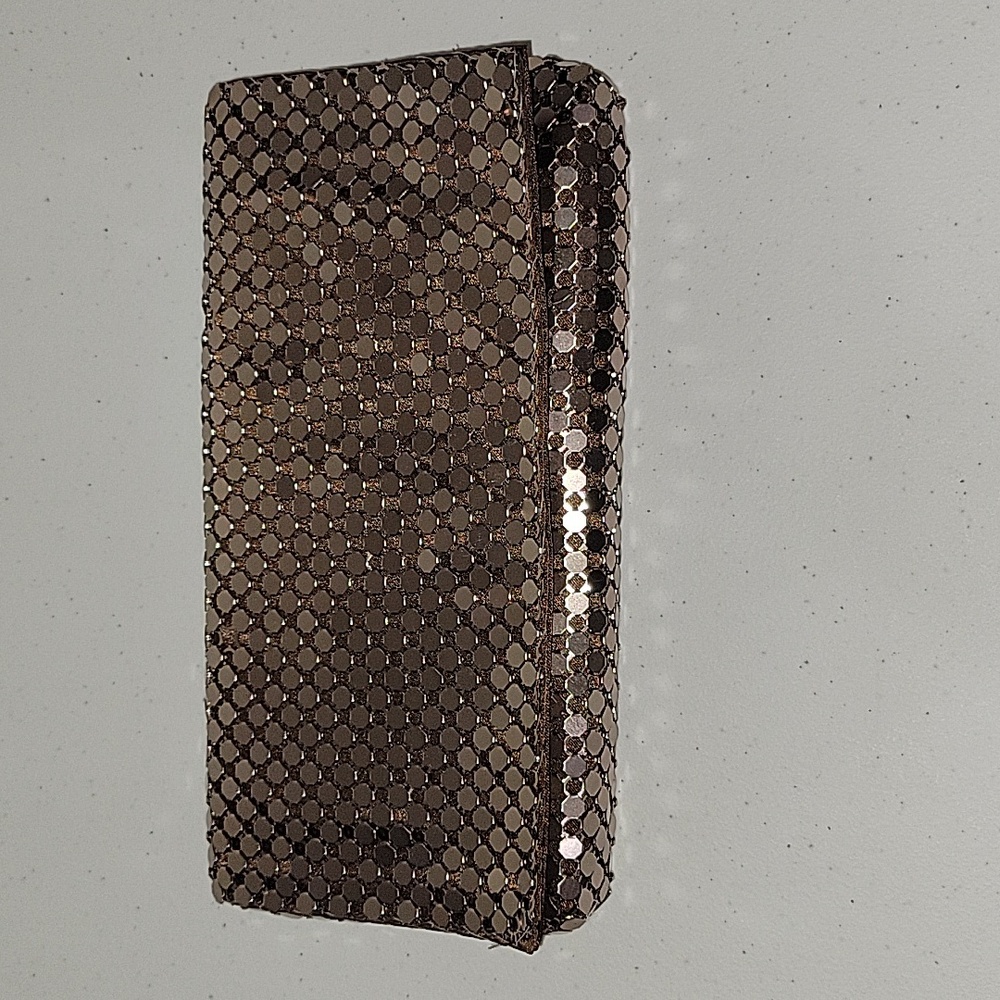 Geometric Patterned Rose Gold Clutch with chain strap, Certified Vegan